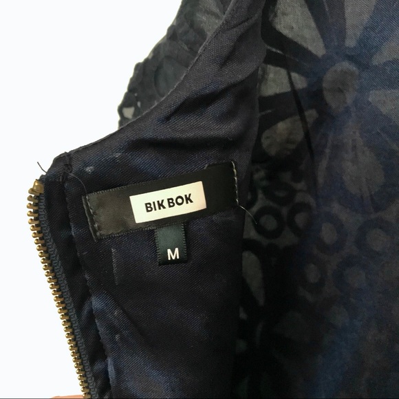 Bik Bok Navy Floral Lace Overlay Fit + Flare Dress - Picture 6 of 7